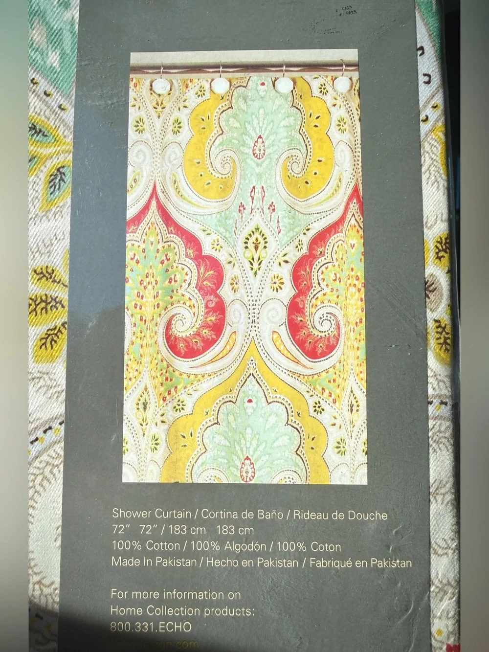 Echo Design Jaipur Cotton Paisley Shower Curtain 72x72 NIP